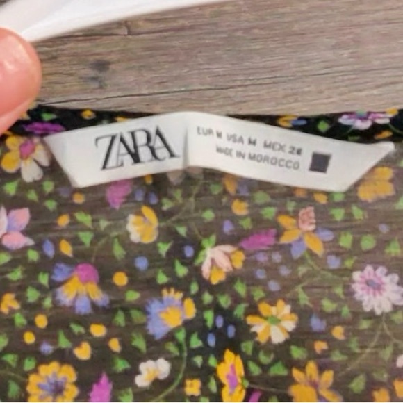 Zara Floral Wrap Blouse - Black and Multicolor - Picture 8 of 8